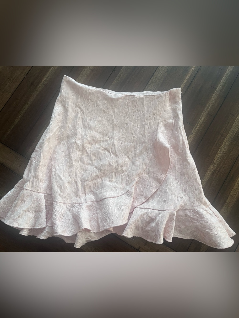 Aqua Pale Pink Mini Skirt with Ruffle Hem